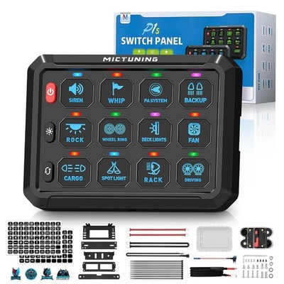 MICTUNING 12 Gang Switch Panel 12v Toggle LED Circuit Control System Box Marine
