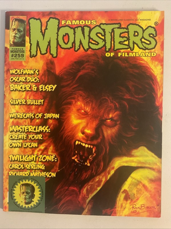 Famous Monsters of Filmland#259JanFeb2012 Rick Backer cover Frankenstein Sticker