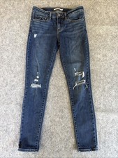 Levis 711 Skinny Jeans Women 27 x 28 Blue Denim Distressed Stretch