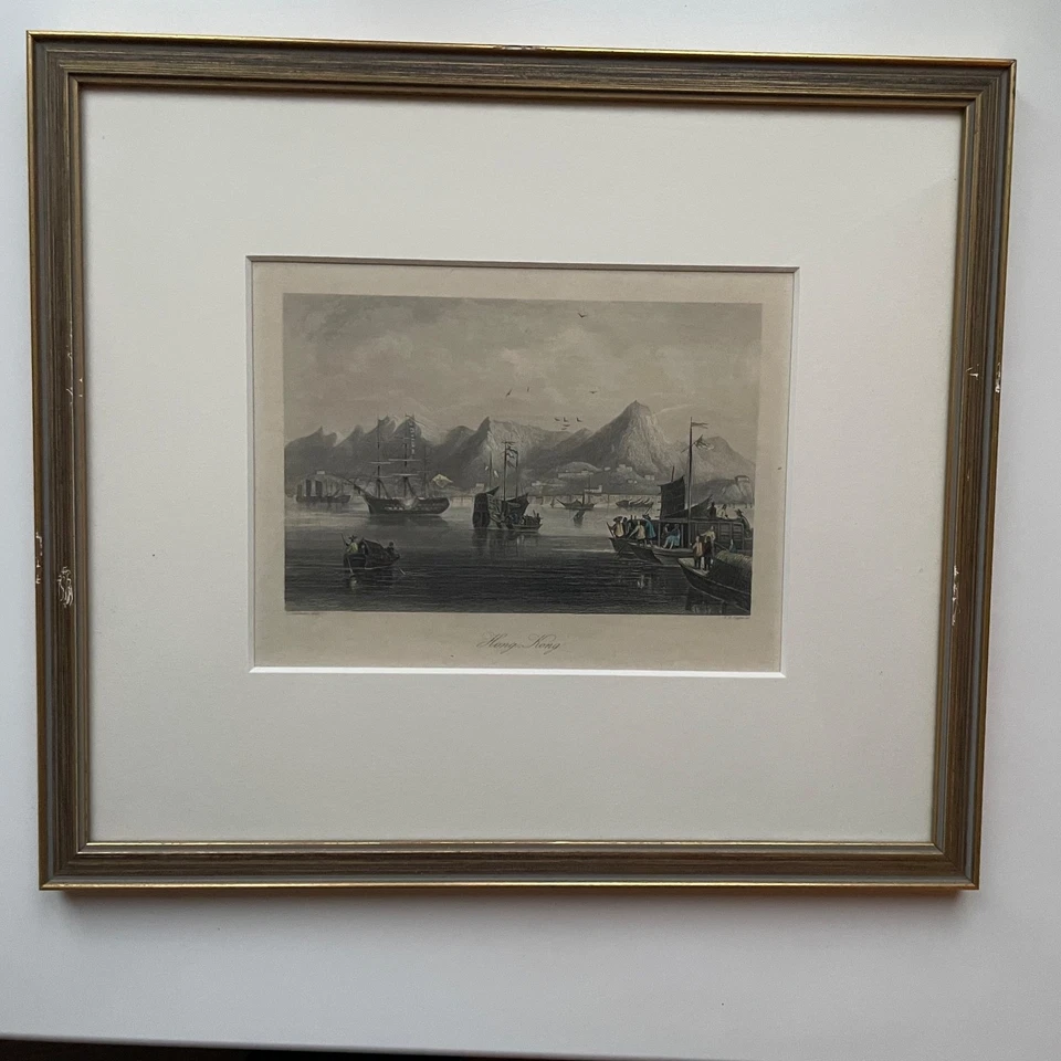 Stich "Hong Kong" von A.H. Payne in schlichtem Rahmen