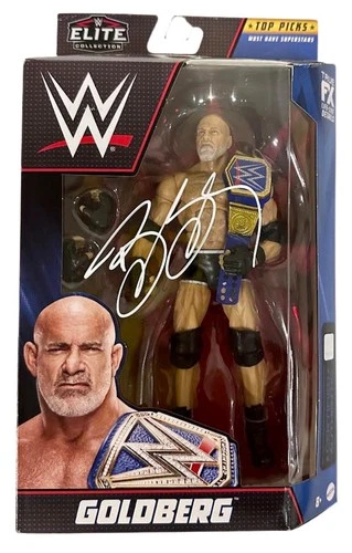 GOLDBERG Signed WWE Elite Collection Blue Belt Mattel Figure PSA/DNA