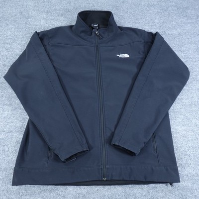 North Face Jacket Mens Large Black Softshell Full Zip Windbreaker Fleece Lined