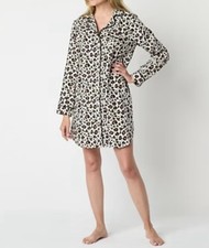 NEW Liz Claiborne Flannel Long Sleeve Button Front Sleepshirt Night Gown NWT XL
