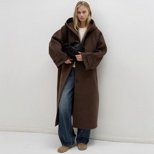 THE ROW Women's Wool Autumn Winter Loose Warm Hooded Coat Jacket