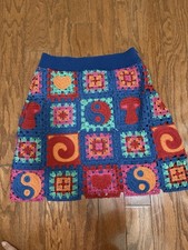 Farm Rio Crochet Icons Sweater Skirt Multi Icons Mini Skirt Size S 309564 NWT