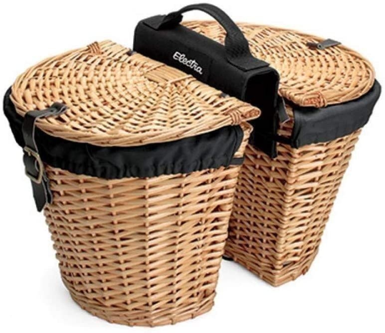 Electra Wicker Saddle Bicycle Baskets for Rear Rack Mount (Panniers)