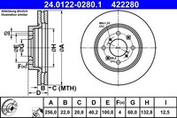 2X ATE Bremsscheibe 24.0122-0280.1 FüR Suzuki