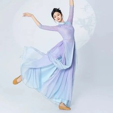 Chinese Dance Folk Practice Clothes Tang Suit Hanfu Elegant Dancing Costume