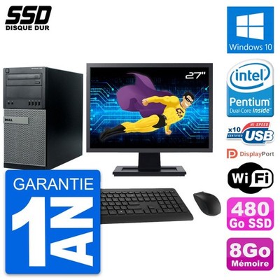 PC Tour Dell 790 MT Bildschirm 27'' Intel G630 RAM 8GB SSD 480GB Windows 10 Wifi