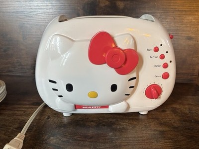 Hello Kitty  Wide Slot Toaster KT5211 Bread Bagel White & Pink Sanrio Works!
