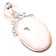 Moss Agate Gemstone Handmade Ethnic Engagement Gift Jewelry Pendant 2.1" g434