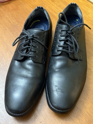 Cole Haan Black Leather Derby Shoes US 10M ﻿ ﻿ Cole Haan Grand OS Black Leather Lace UP Saddle Oxford Dress  main image 4