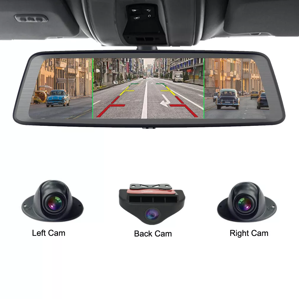 10 Full touch screen dash cams Android rearview mirror 4 cameras