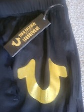 NEW True Religion Loungewear Joggers Sweatpants Black Gold Horseshoe Logo Large