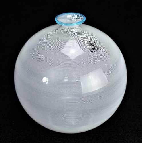 Barovier & Toso Signed Vintage Murano Glass Vase Mezza Filigrana