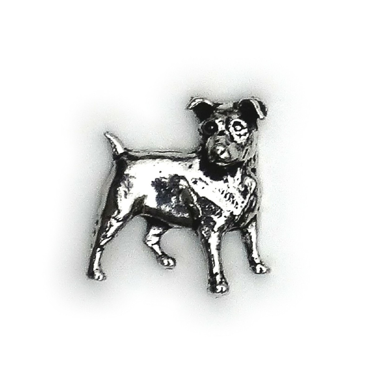 Jack Russell Terrier Dog Brooch In Silver Tone Metal/ 40mm Across | UK