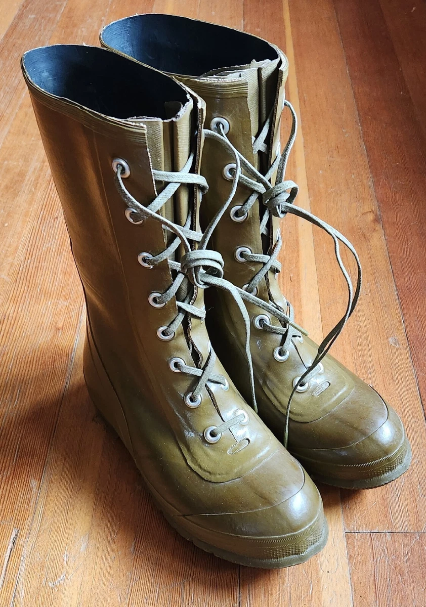 Vintage Converse Insulated Lace Up Olive Green Rubber Boots Size 6