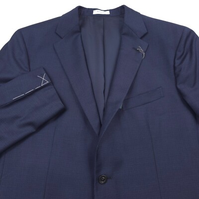 Boglioli Micro Houndstooth Navy Blue Blazer Suit Jacket Mens US
