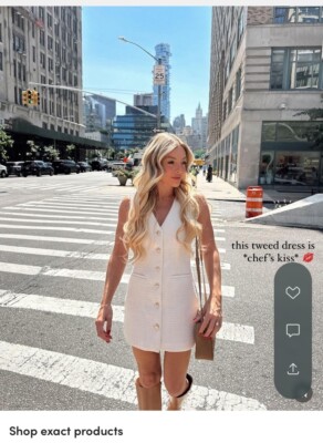 NWT Abercrombie & Fitch The Mara Tweed Vest Mini Dress Ivory Size