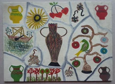 33X24CM Old Naive Painting Small Size Vintage Figure MD10