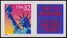 US 3122 Statue of Liberty 32c label horz pair (1 stamp) MNH 1997