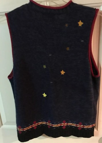 Maglione gilet Quacker Factory usato in ottime condizioni bottoni davanti impreziosito Angel Moon Navy M - Foto 6 di 7