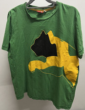 Puma T Shirt Uomo Medium Verde Cotone Puma Grafica Giamaica Top Spedizione Gratuita