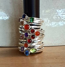 Sterling silver stacker ring cubic zirconia 4mm, all colours and sizes