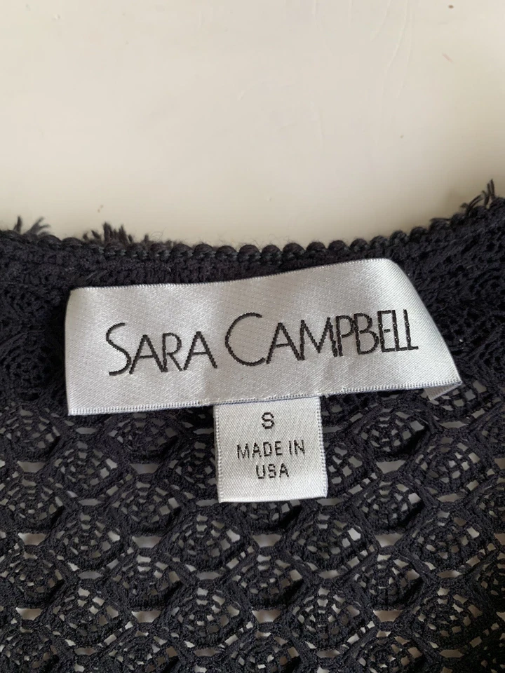 Sexy Suéter Sara Campbell Mujer Pequeño Negro Gótico Fecha Noche Cóctel Flecos Foto 4 de 4