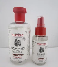 Thayers FACIAL TONER 8.5oz & MIST 3oz Witch Hazel Aloe Vera Formula - Rose Petal