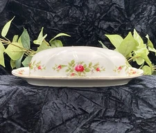 Vintage Johann Haviland Traditions Moss Rose Covered Porcelain Butter Dish