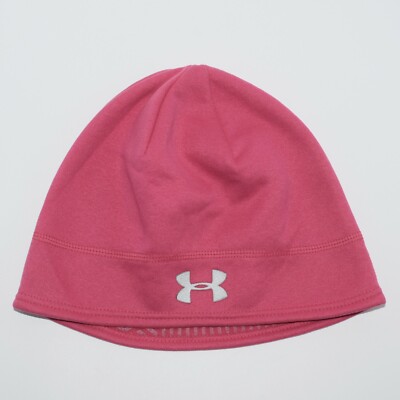 New Under Armour Women UA Element Fleece Beanie Pink Reflective Running Hat OSFM