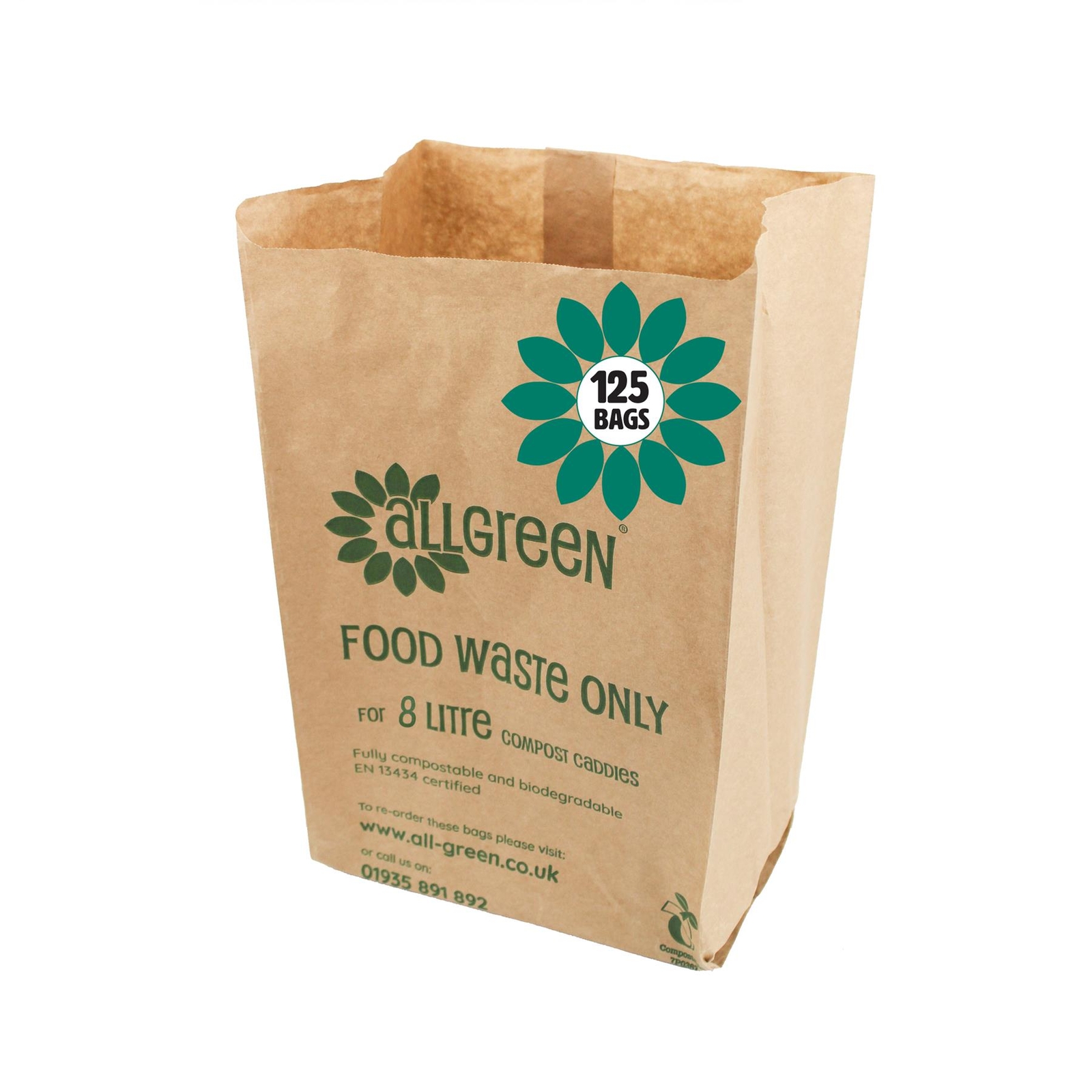 All-Green 8L Paper Compostable Food Waste Caddy Liners (Small) - 50 Bags - 125 Bags / 125 - Image 2