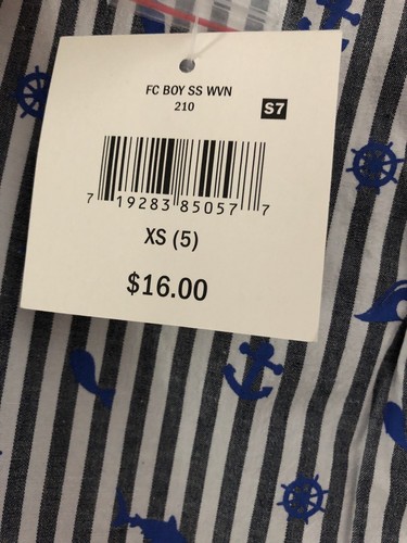 NWT! Boys Short-Sleeve button-up Striped Sailor Shirt Boys Sz XS 5 Blue Gray - Picture 11 of 11