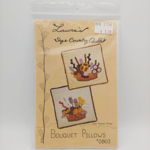 Flower Basket Applique Pillow Quilt Pattern 18", Floral Bouquet Country Cottage - Picture 2 of 4