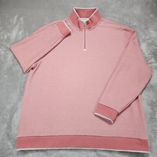 Bugatchi Sweater Mens XXL Pink Quarter Zip Preppy Casual Outdoors Sleeve Pocket
