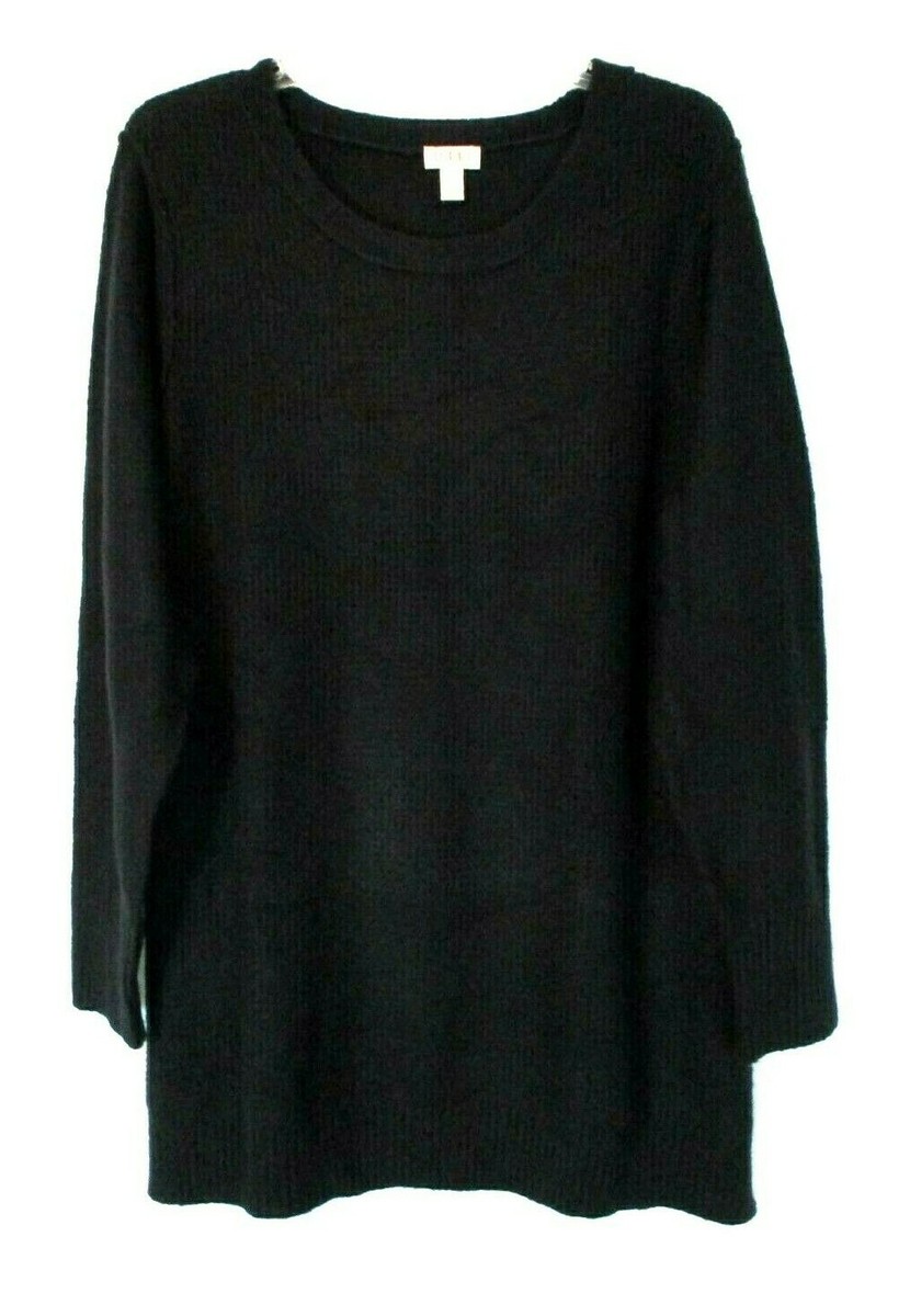 LOGO Lori Goldstein Textured Knit Sweater XL Black Pullover
