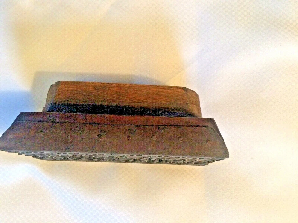 Vintage Carved Wood Textile Stamp Block Batik Floral Paisley Design 6”X3” Metal - Image 4 of 4
