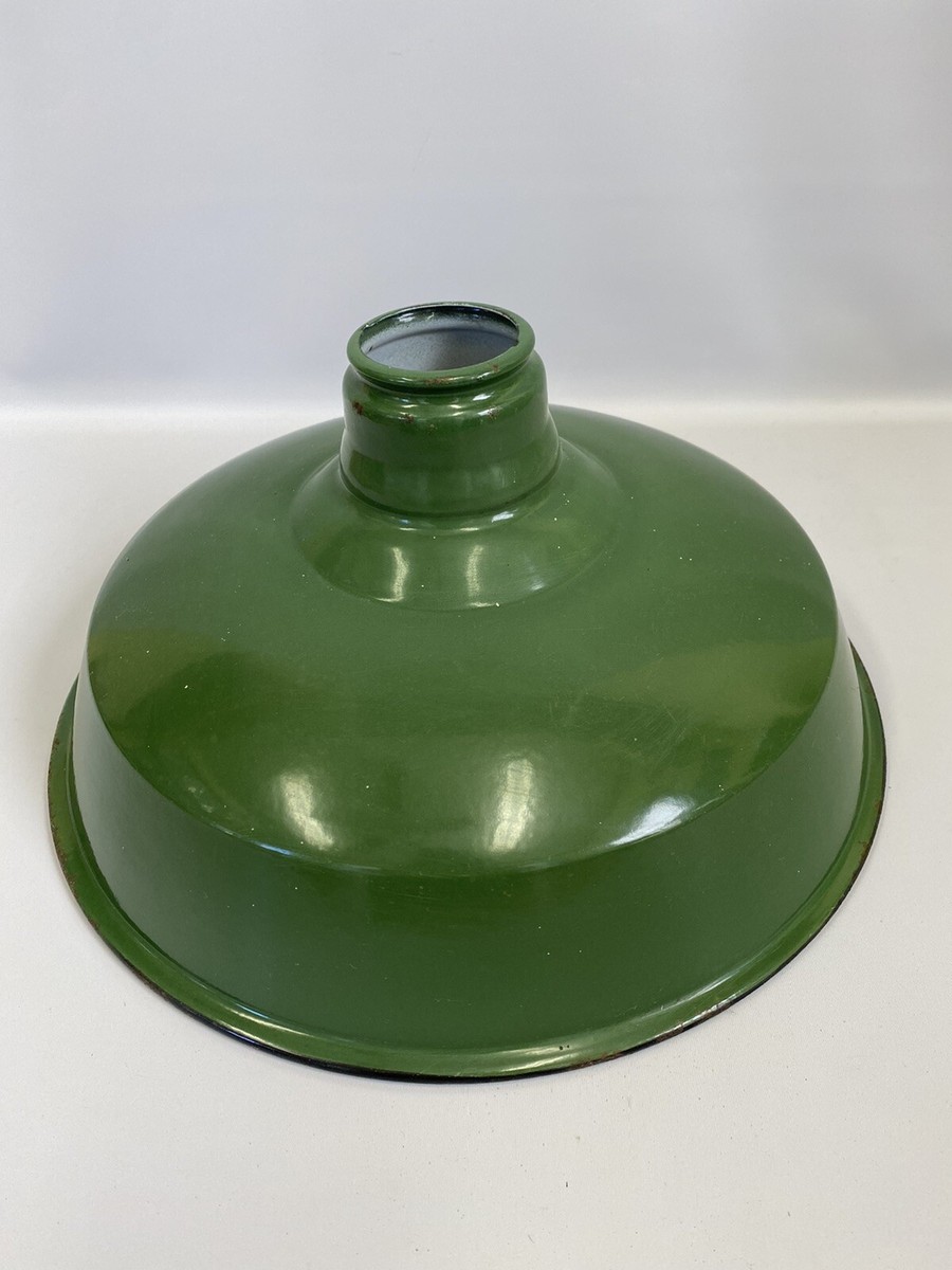 Vintage Green Porcelain Light Shade Fixture Enamel 12