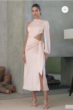 MISHA Maryan Dress Rose Cloud One Shoulder Cut Out Satin US 6 NWT 435