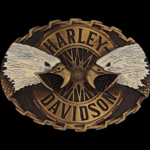 Boucle de ceinture vintage neuve Harley Davidson moto 75th Eagle logo B&S années 70 NOS - Photo 3 sur 5