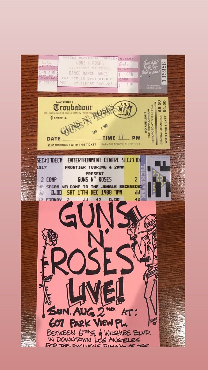 Guns N Roses Rare Concert Tickets & Show Flyer Lot from Locked N