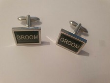 Groom cufflinks. Lovely silver metal cufflinks for a wedding day