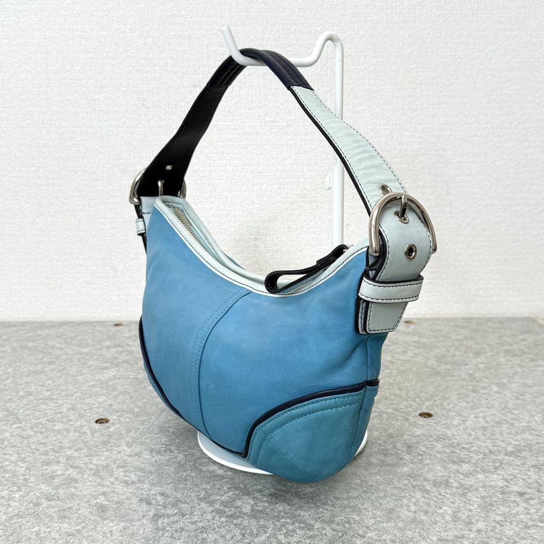 Coach Small Hobo Leather Blue Handbag 【公式通販】