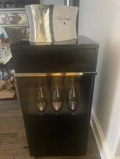 Dom Perignon LED lit Display Case with Pewter Double Magnum Ice Bucket w/ 2 Draw