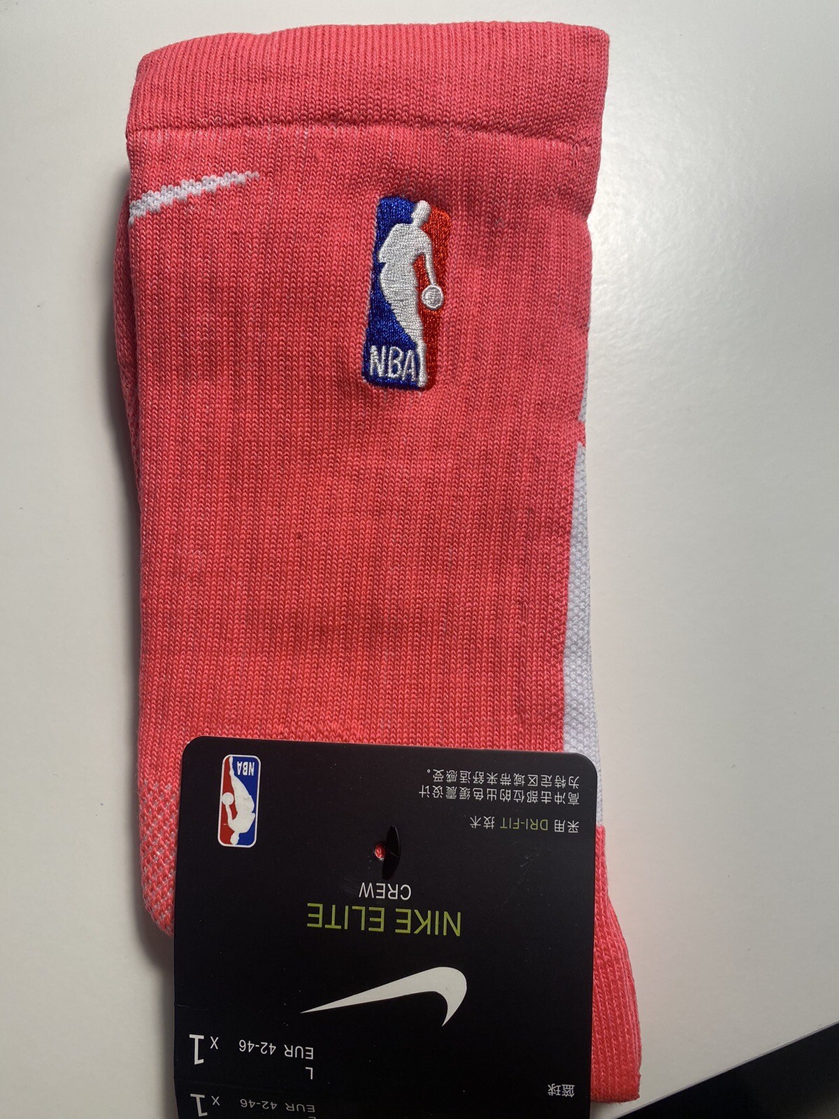 SAOLA Calze Nike NBA Elite Basketball Crew rosa bianco adulto taglia large solo un paio