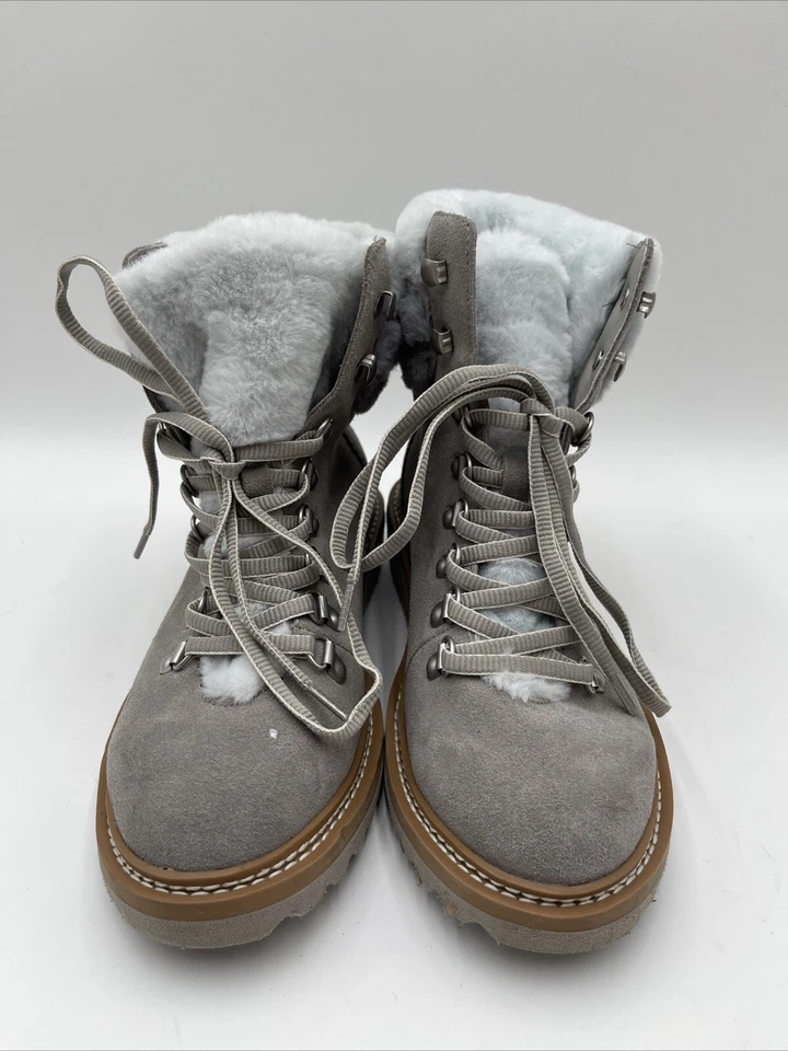 Splendid Evita Womens Suede Faux Fur Hiking Boots Grey Size 6.5M - Image 2 of 4
