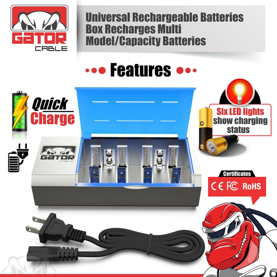 Rechargeable Battery Charger For AA AAA C D 9V Ni-MH Ni-CD Batteries Universal - Image 3 of 4