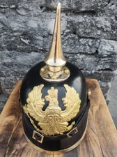 German Pickelhaube Helmet Imperial Prussian Helmet Spiked Leather helmet