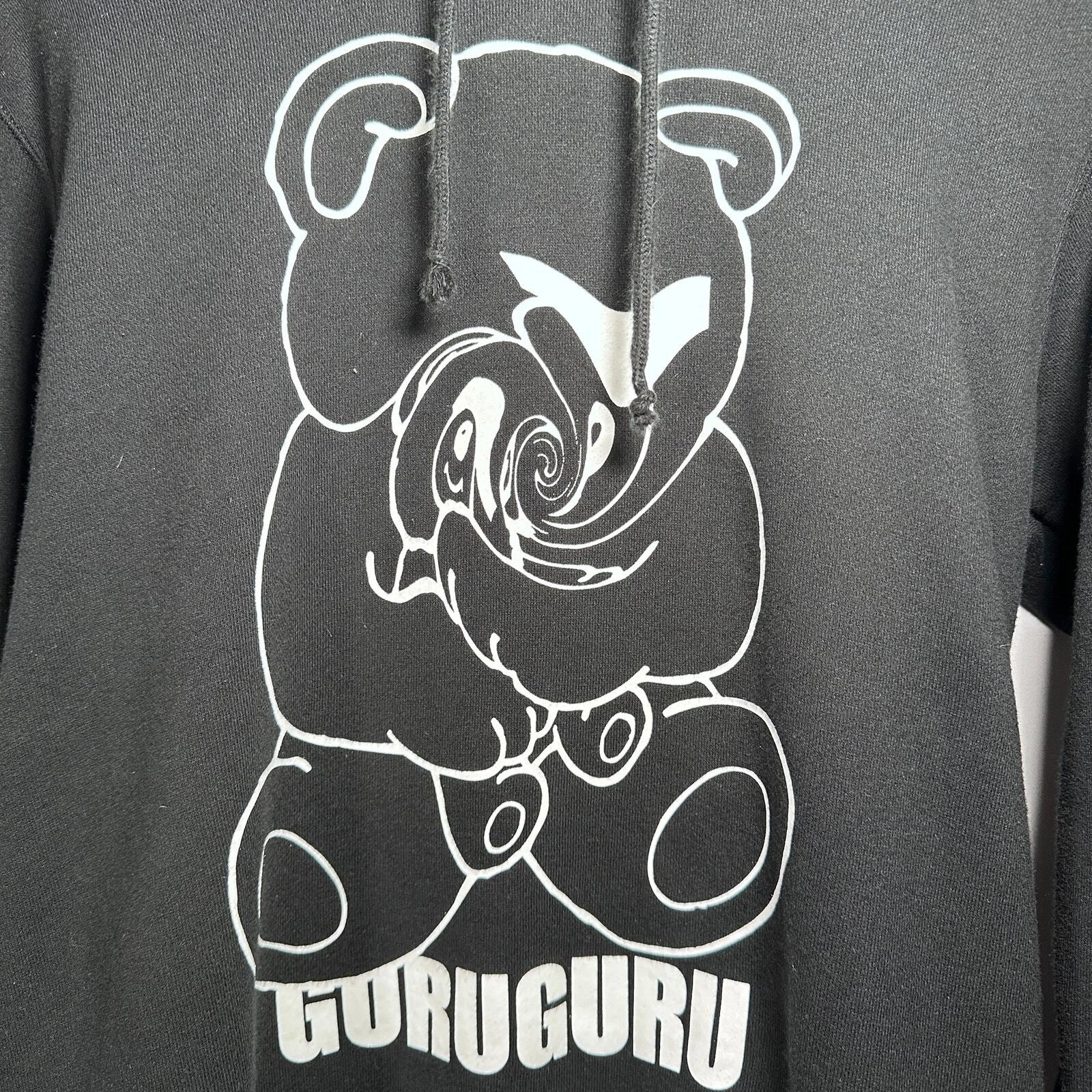 UNDERCOVER Taglia M Felpa con cappuccio sotto copertura nera deformata GuruGuru orso